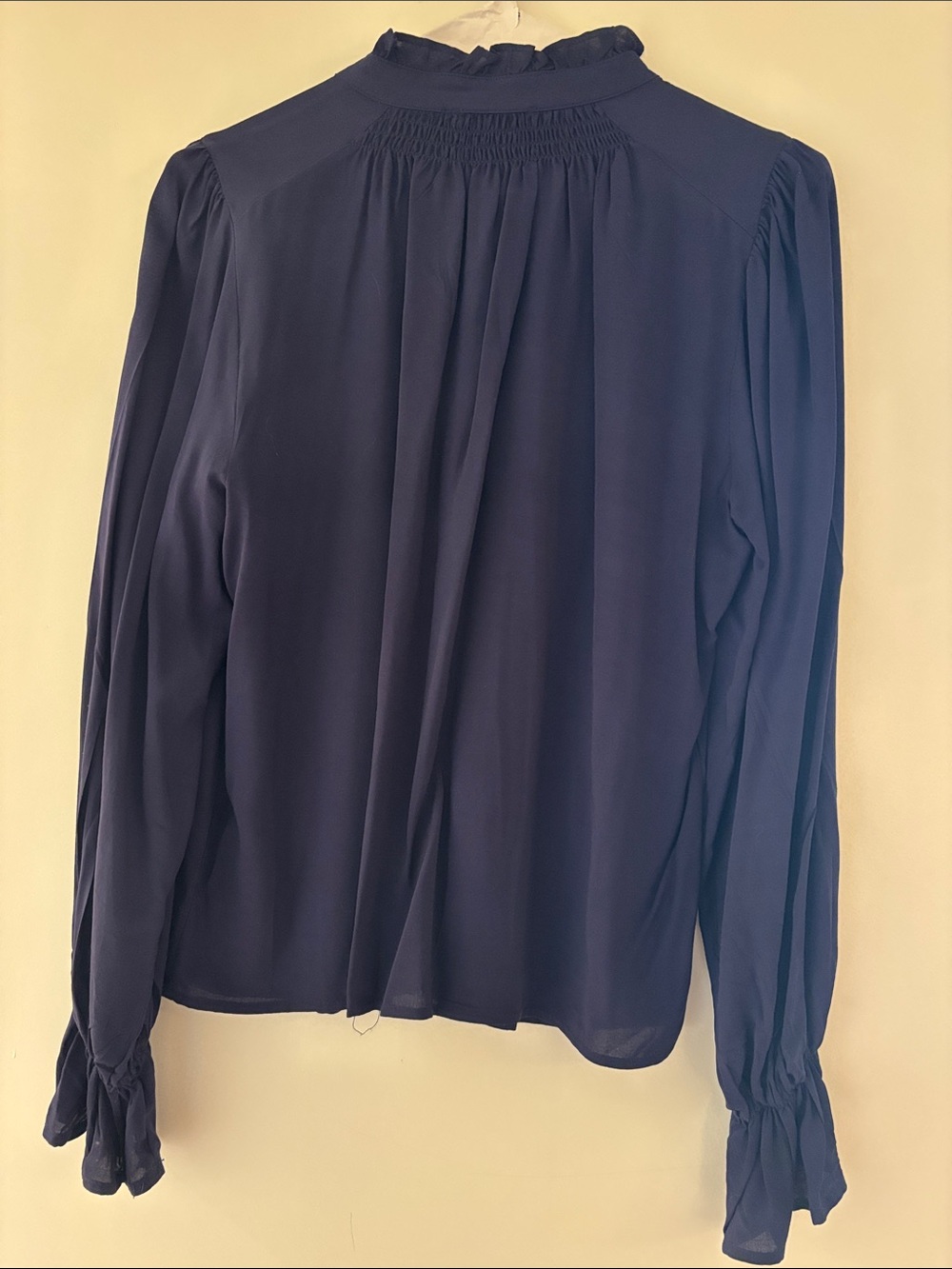 Aqua Navy Ruffle Front Button-Down Blouse - Picture 2 of 3